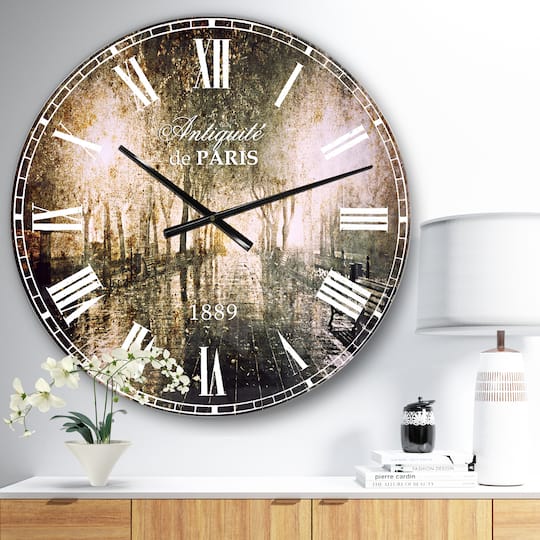 Designart Night Alley with Lights French Country Wall Clock